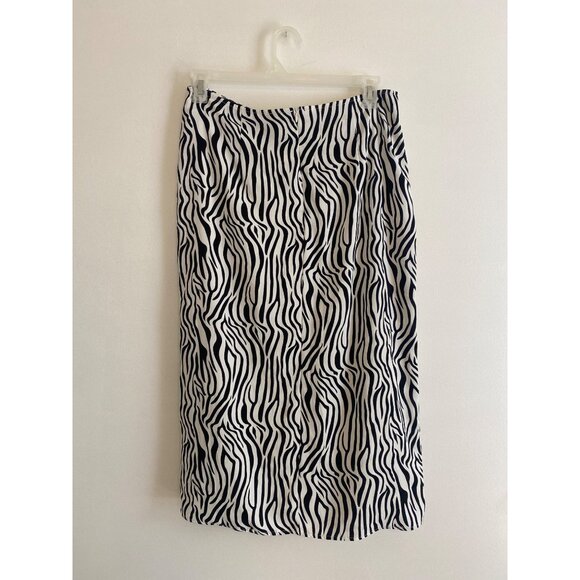 Nasty Gal Zebra Print Midi Skirt Monochrome High Waist Size US 10 - Picture 2 of 6